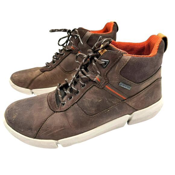 CLARKS Men's 12 Triman Up Gtx Brown Mushroom Combi Lea Hiking Boots Outdoor GORP - Picture 1 of 11